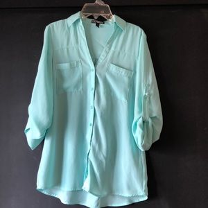 Sheer teal work blouse